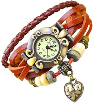 Leder Armbanduhr für Damen - Vintage Wickeluhr