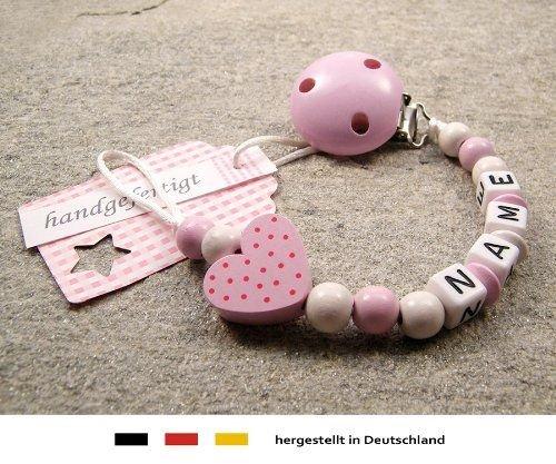 Schnullerkette mit Namen ★ Mädchen Silikon FLAMINGO Baby Geschenk Geburt rosa 