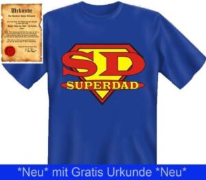 Superdad T-Shirt + Urkunde "Bester Vater der Welt"
