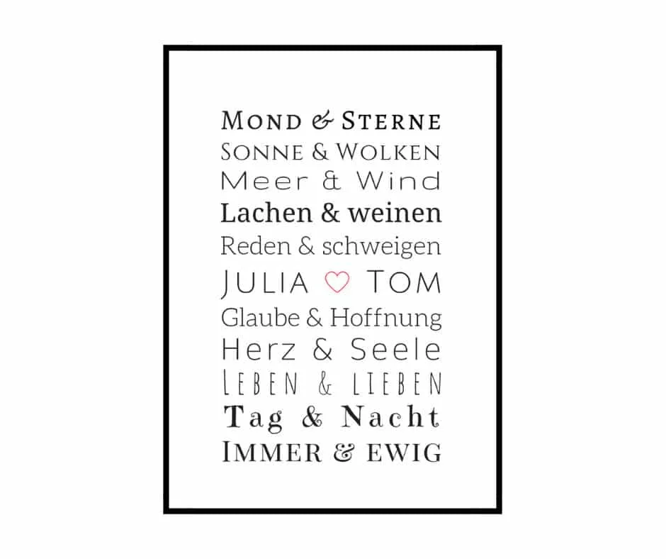 Personalisierbares Romantik Poster
