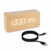 Holzwecker mit Digital Uhr und Temperaturanzeige