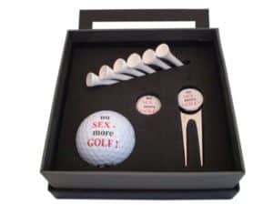 Geschenkset Golf mit Spruch No Sex more Golf