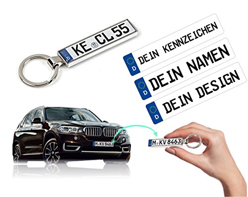 Silber Schlüsselanhänger KFZ Kennzeichen Audi BMW Mercedes VW OPEL FORD Geschenk 