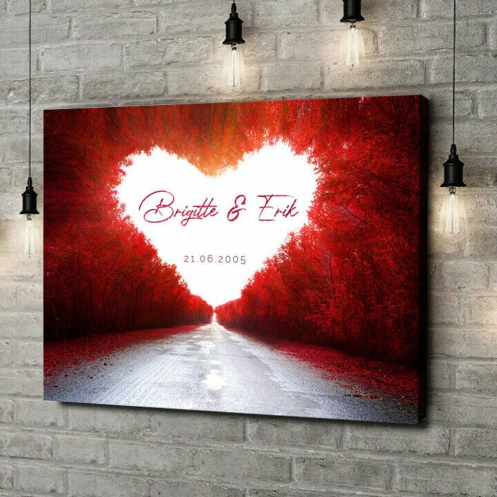 Herz auf Leinwand mit Wunschtext