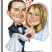 Karikatur vom Foto zur Hochzeit