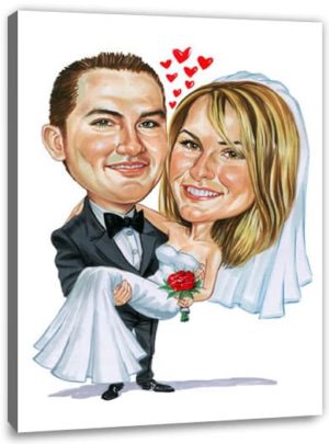 Karikatur vom Foto zur Hochzeit