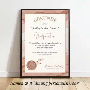 Urkunde Frau des Jahres