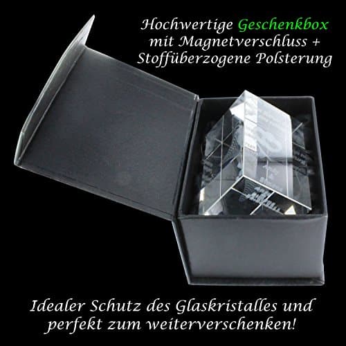 3D Glas Quader Kristall Geschenk Foto Graviert Glasfun 140x90x90 mm 