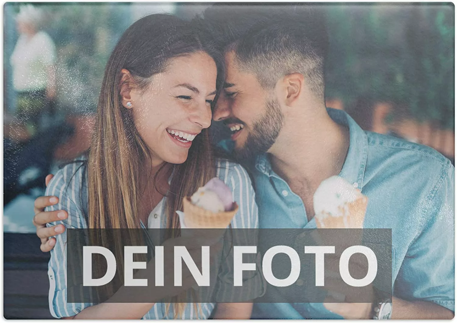Personalisierbares Glasschneidebrett mit Foto