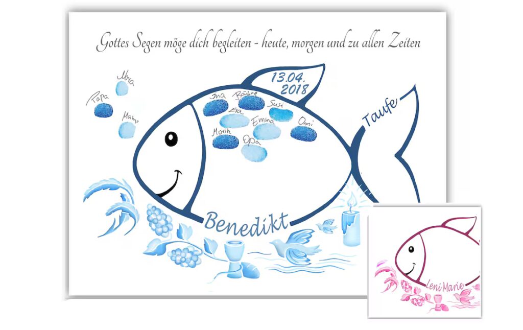 Stempelleinwand zur Taufe