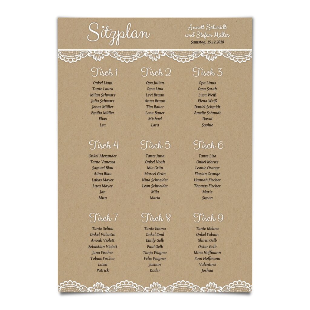 Hochzeitssitzplan
