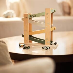 Auto-Rennbahn aus Holz mit Wunschtext