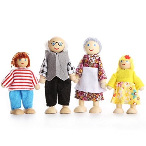 Holz Puppenfamilien für Kinder Spiel Haus Geschenk 7 Familie Puppenhaus Puppen 