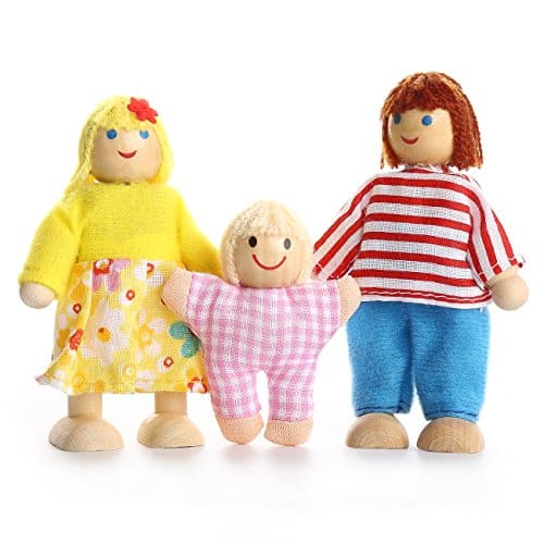 Holz Puppenfamilien für Kinder Spiel Haus Geschenk 7 Familie Puppenhaus Puppen 
