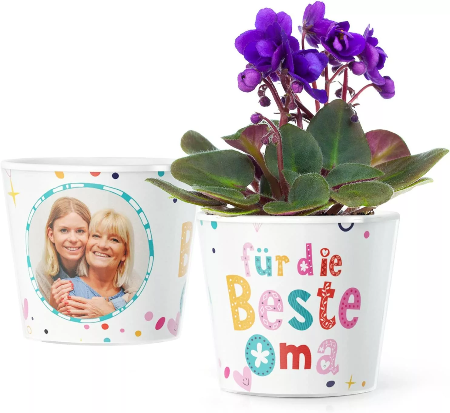 Selbstgestalteter Blumentopf für Oma
