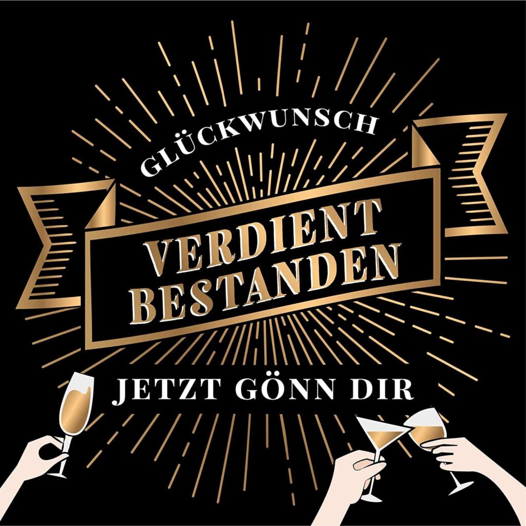 Flaschenetikett mit Glückwunschbotschaft zum Examen