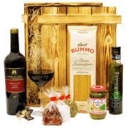 Italien Geschenkkorb gefüllt mit Wein, italienischen Spezialitäten & Holzkiste