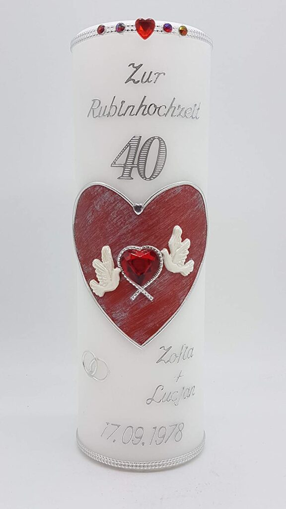 Kerze zur Rubinhochzeit