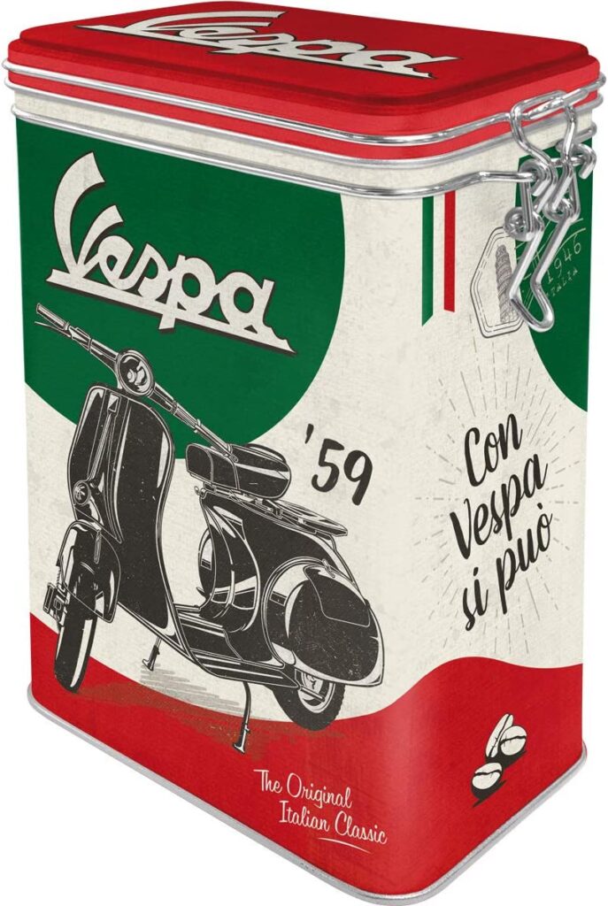 Retro Kaffeedose für Rollerfahrer