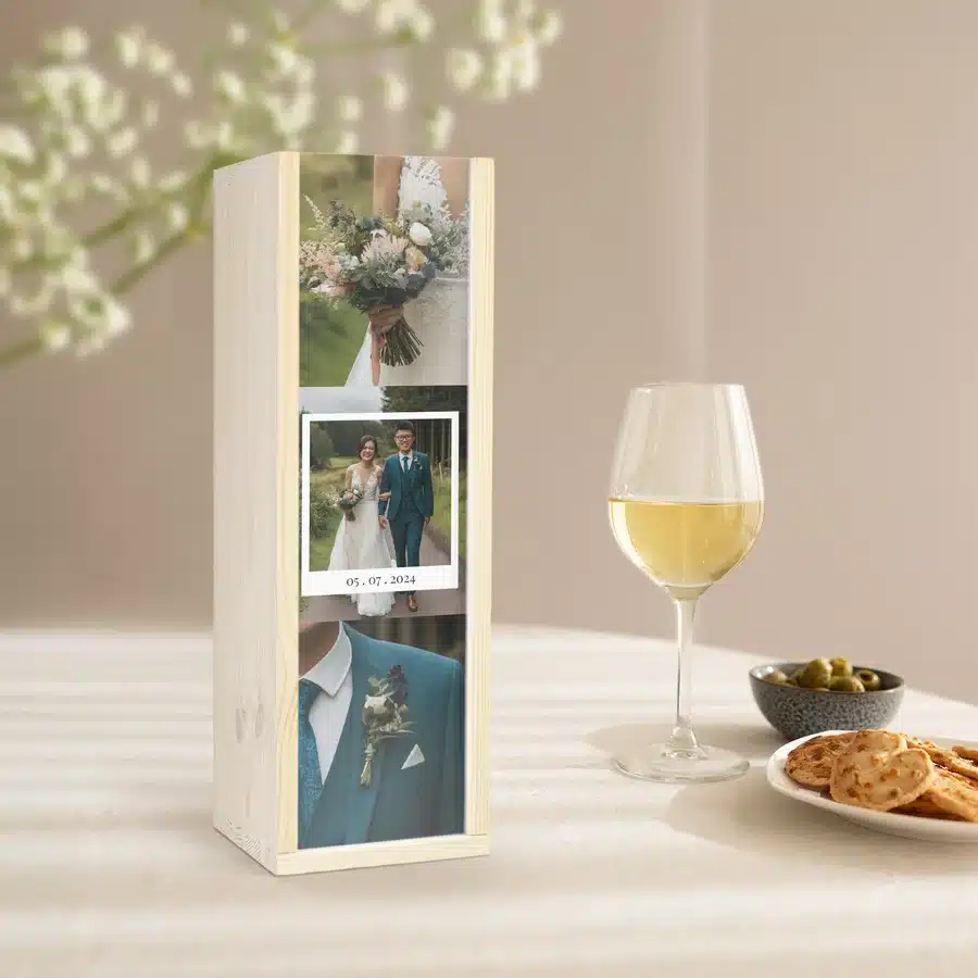 Weinkiste mit Bildercollage