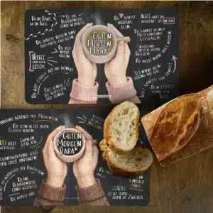 Frühstücksbrettchen Set „Guten Morgen Mama & Papa“ – Geschenk zur Geburt